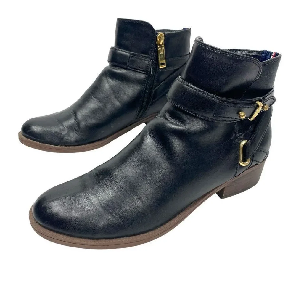 Tommy Hilfiger Leather Ankle Boot Black